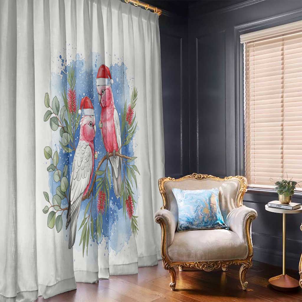 Australia Christmas Window Curtain Aussie Galah Santa Watercolor Style - Aussie Hoodie