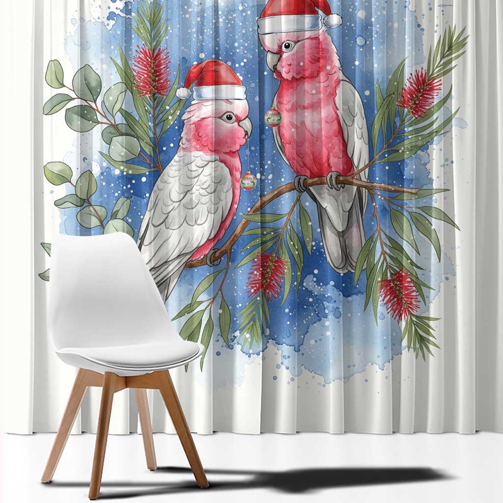 Australia Christmas Window Curtain Aussie Galah Santa Watercolor Style - Aussie Hoodie