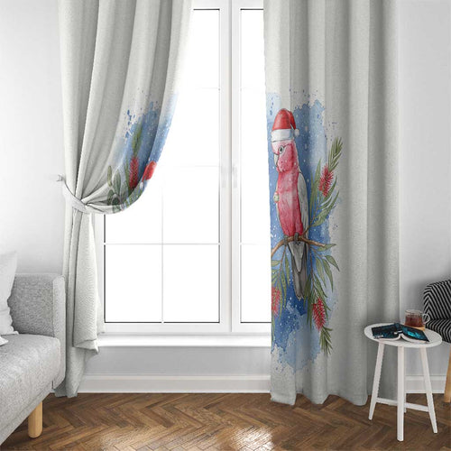 Australia Christmas Window Curtain Aussie Galah Santa Watercolor Style - Aussie Hoodie