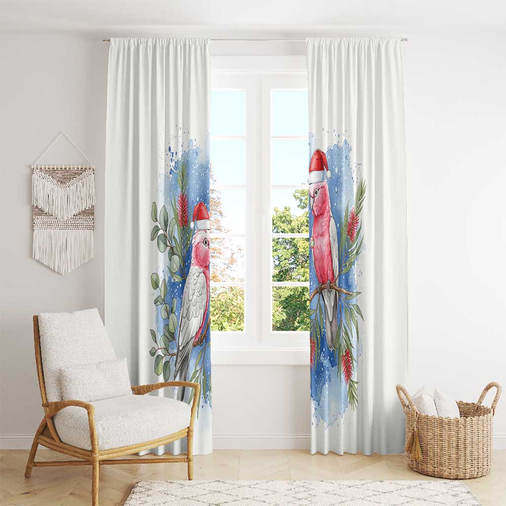 Australia Christmas Window Curtain Aussie Galah Santa Watercolor Style - Aussie Hoodie