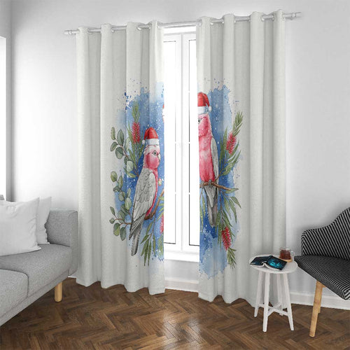 Australia Christmas Window Curtain Aussie Galah Santa Watercolor Style - Aussie Hoodie
