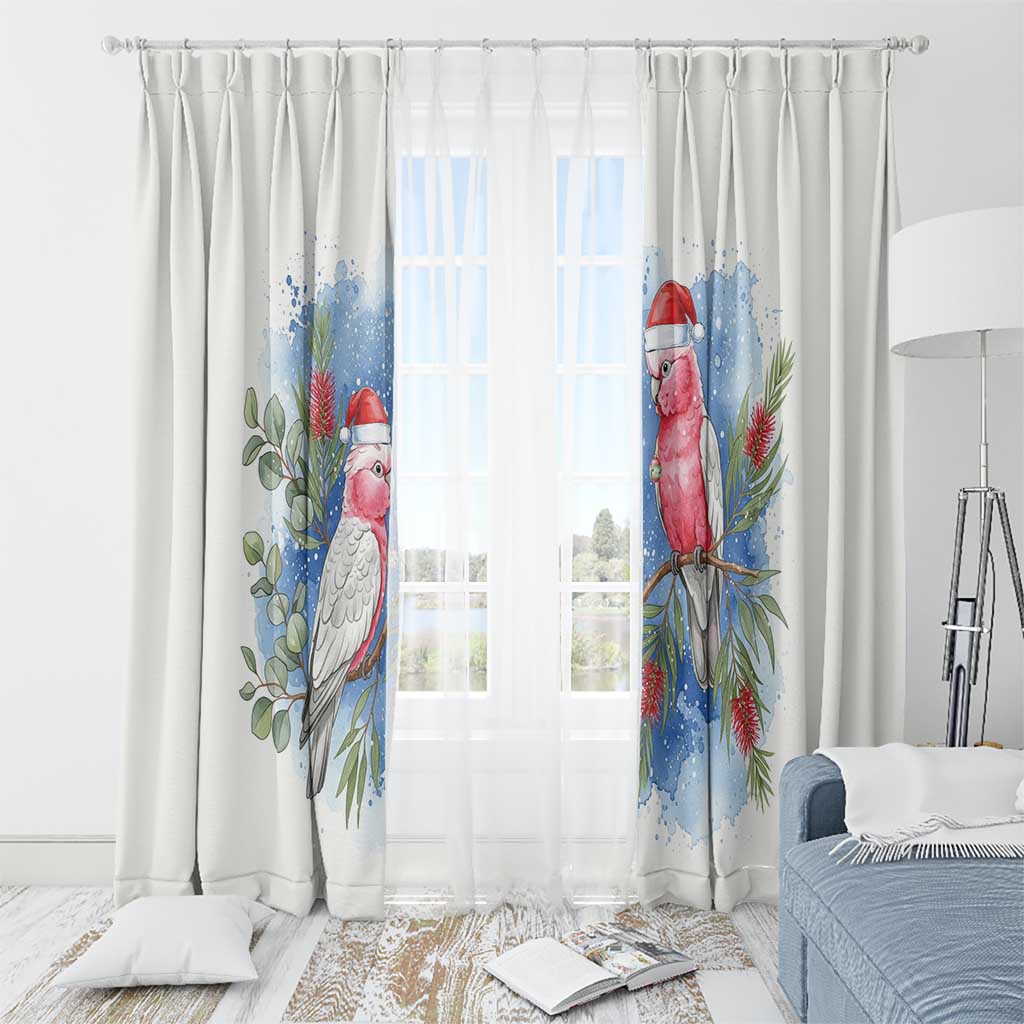 Australia Christmas Window Curtain Aussie Galah Santa Watercolor Style - Aussie Hoodie