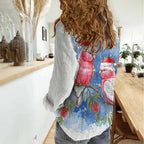 Australia Christmas Women Casual Shirt Aussie Galah Santa Watercolor Style - Aussie Hoodie