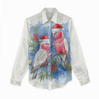 Australia Christmas Women Casual Shirt Aussie Galah Santa Watercolor Style - Aussie Hoodie