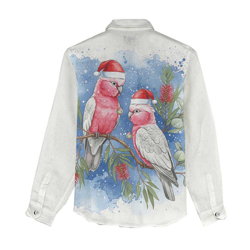 Australia Christmas Women Casual Shirt Aussie Galah Santa Watercolor Style - Aussie Hoodie