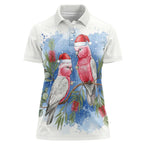 Australia Christmas Women Polo Shirt Aussie Galah Santa Watercolor Style - Aussie Hoodie