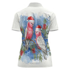 Australia Christmas Women Polo Shirt Aussie Galah Santa Watercolor Style - Aussie Hoodie