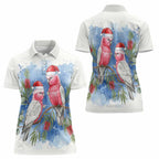 Australia Christmas Women Polo Shirt Aussie Galah Santa Watercolor Style - Aussie Hoodie