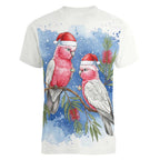 Australia Christmas Women V-Neck T-Shirt Aussie Galah Santa Watercolor Style - Aussie Hoodie