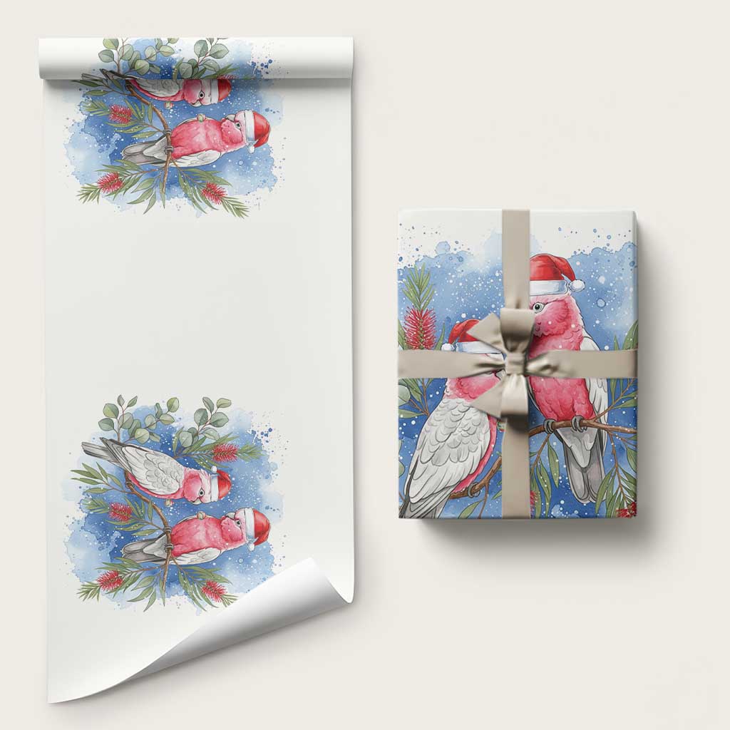 Australia Christmas Wrapping Paper Aussie Galah Santa Watercolor Style - Aussie Hoodie
