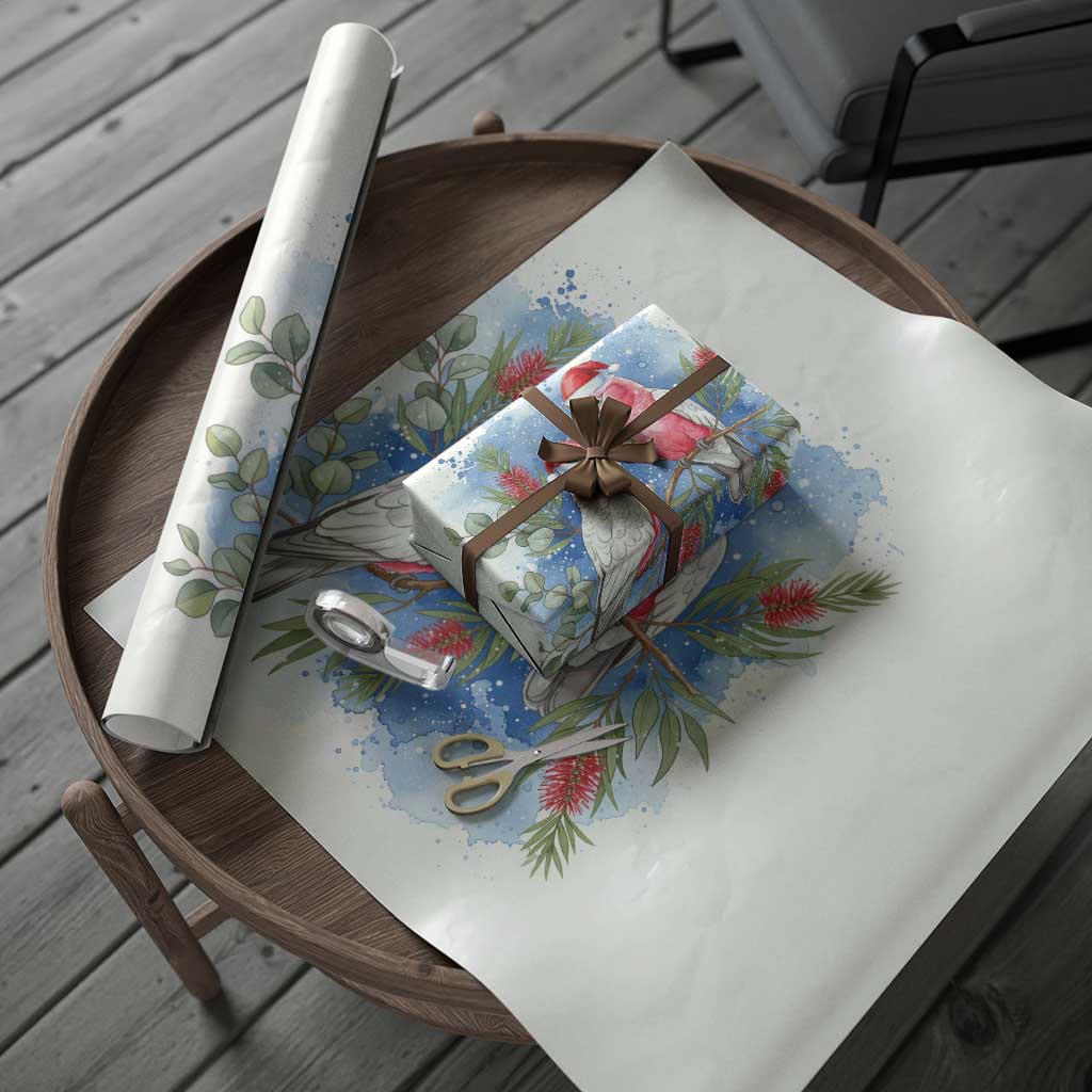 Australia Christmas Wrapping Paper Aussie Galah Santa Watercolor Style - Aussie Hoodie