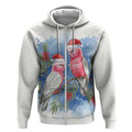 Australia Christmas Zip Hoodie Aussie Galah Santa Watercolor Style - Aussie Hoodie