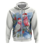 Australia Christmas Zip Hoodie Aussie Galah Santa Watercolor Style - Aussie Hoodie