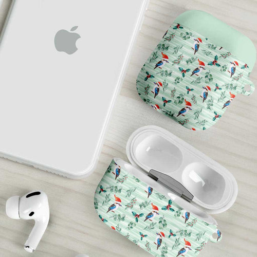 Australia Christmas AirPods Case Aussie Kookaburra Watercolor Seamless Style - Aussie Hoodie
