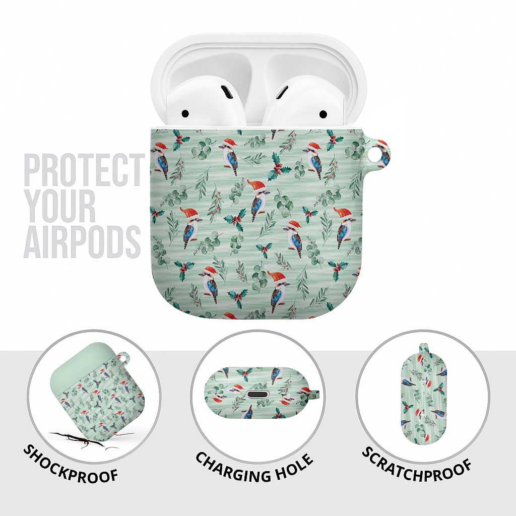 Australia Christmas AirPods Case Aussie Kookaburra Watercolor Seamless Style - Aussie Hoodie
