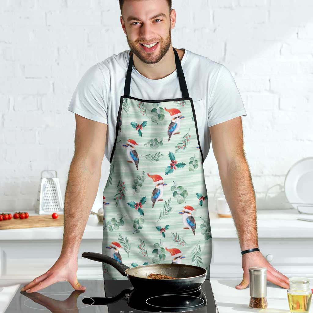 Australia Christmas Apron Aussie Kookaburra Watercolor Seamless Style - Aussie Hoodie