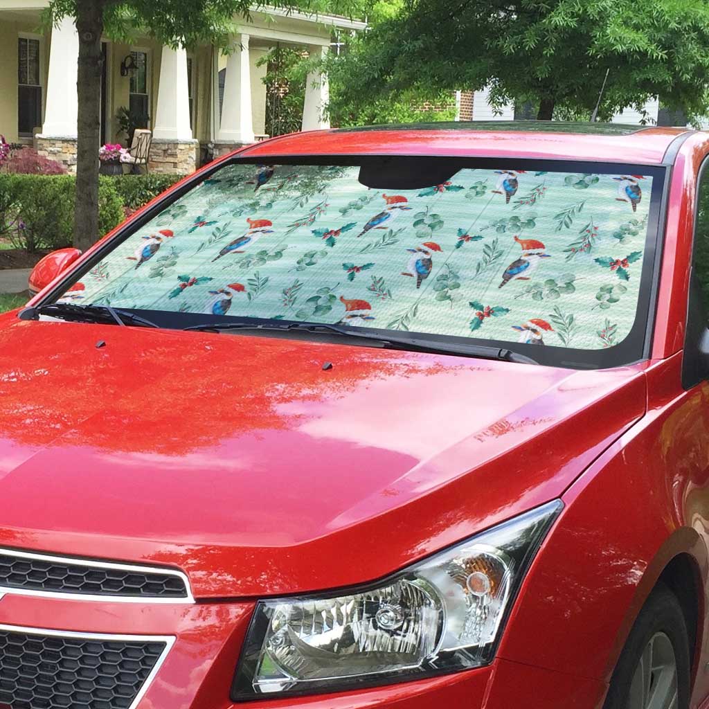 Australia Christmas Auto Sun Shade Aussie Kookaburra Watercolor Seamless Style - Aussie Hoodie