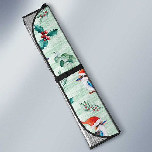 Australia Christmas Auto Sun Shade Aussie Kookaburra Watercolor Seamless Style - Aussie Hoodie