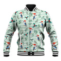 Australia Christmas Baseball Jacket Aussie Kookaburra Watercolor Seamless Style - Aussie Hoodie