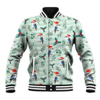 Australia Christmas Baseball Jacket Aussie Kookaburra Watercolor Seamless Style - Aussie Hoodie