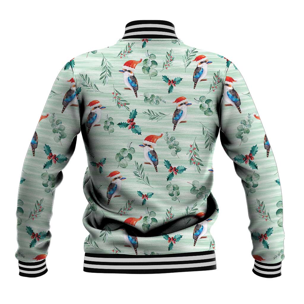 Australia Christmas Baseball Jacket Aussie Kookaburra Watercolor Seamless Style - Aussie Hoodie