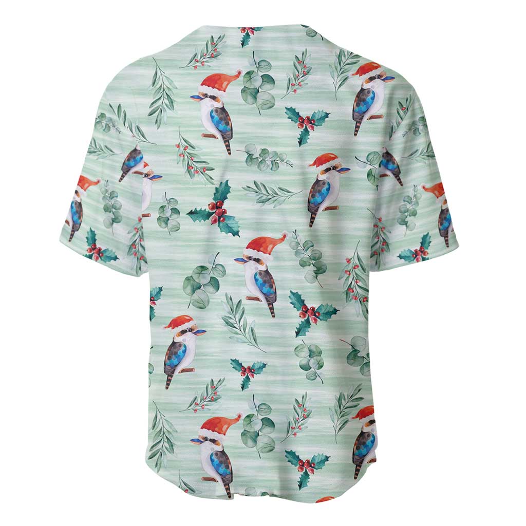 Australia Christmas Baseball Jersey Aussie Kookaburra Watercolor Seamless Style - Aussie Hoodie