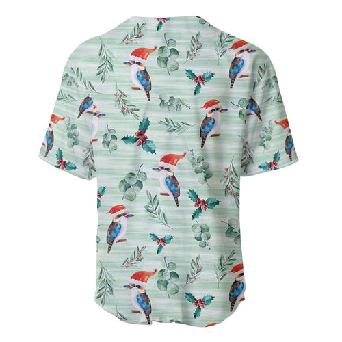 Australia Christmas Baseball Jersey Aussie Kookaburra Watercolor Seamless Style - Aussie Hoodie