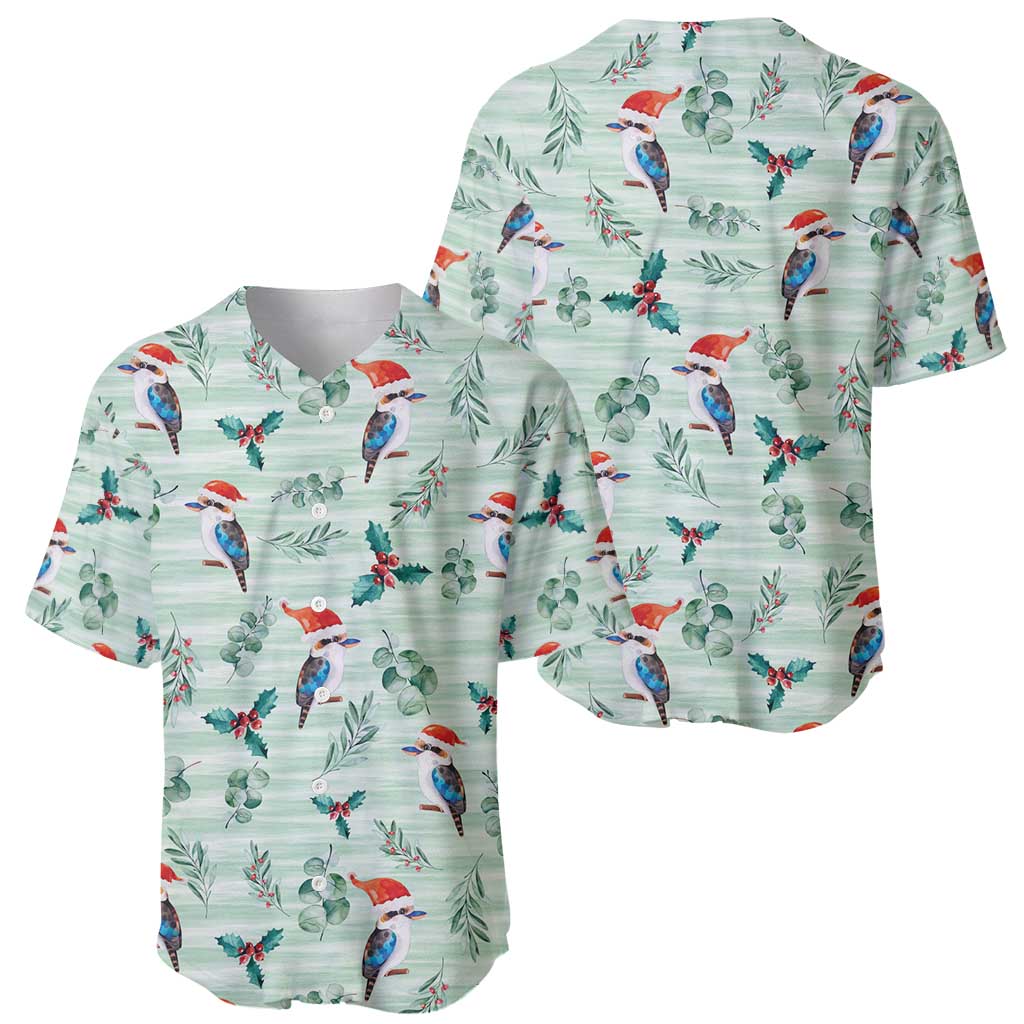 Australia Christmas Baseball Jersey Aussie Kookaburra Watercolor Seamless Style - Aussie Hoodie