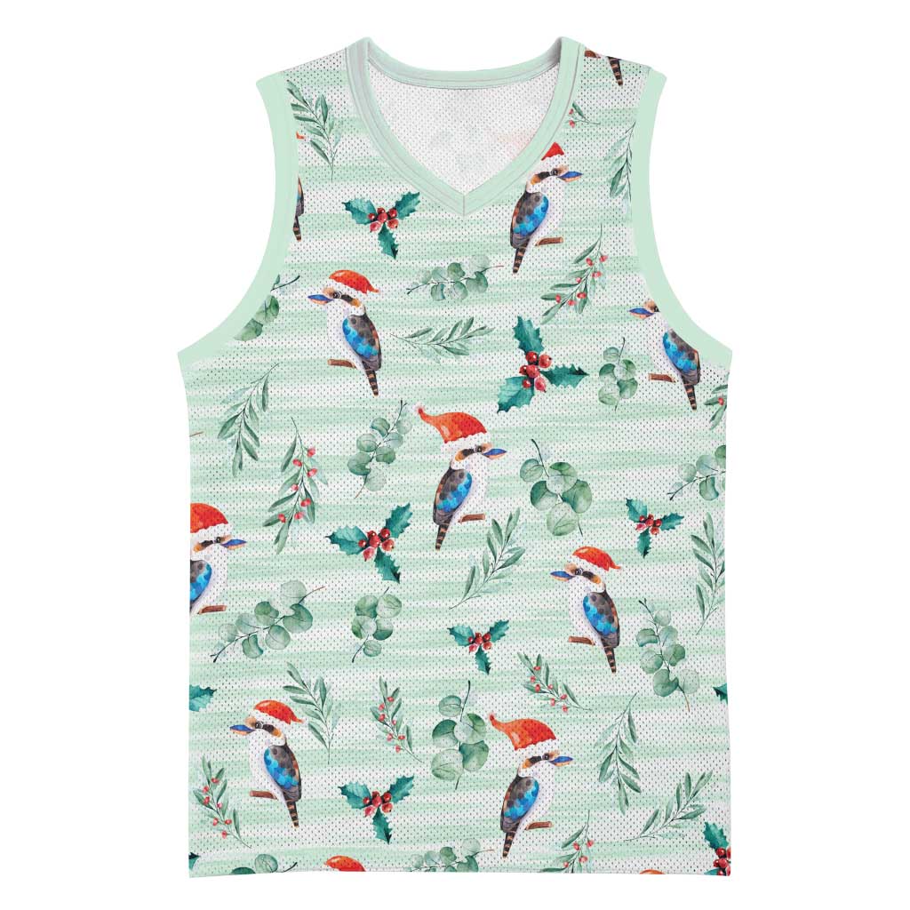 Australia Christmas Basketball Jersey Aussie Kookaburra Watercolor Seamless Style - Aussie Hoodie