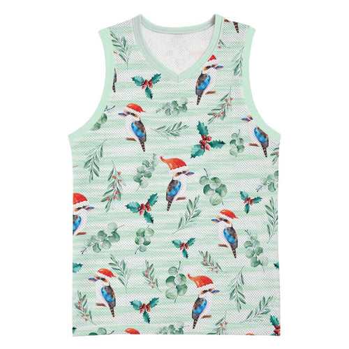 Australia Christmas Basketball Jersey Aussie Kookaburra Watercolor Seamless Style - Aussie Hoodie