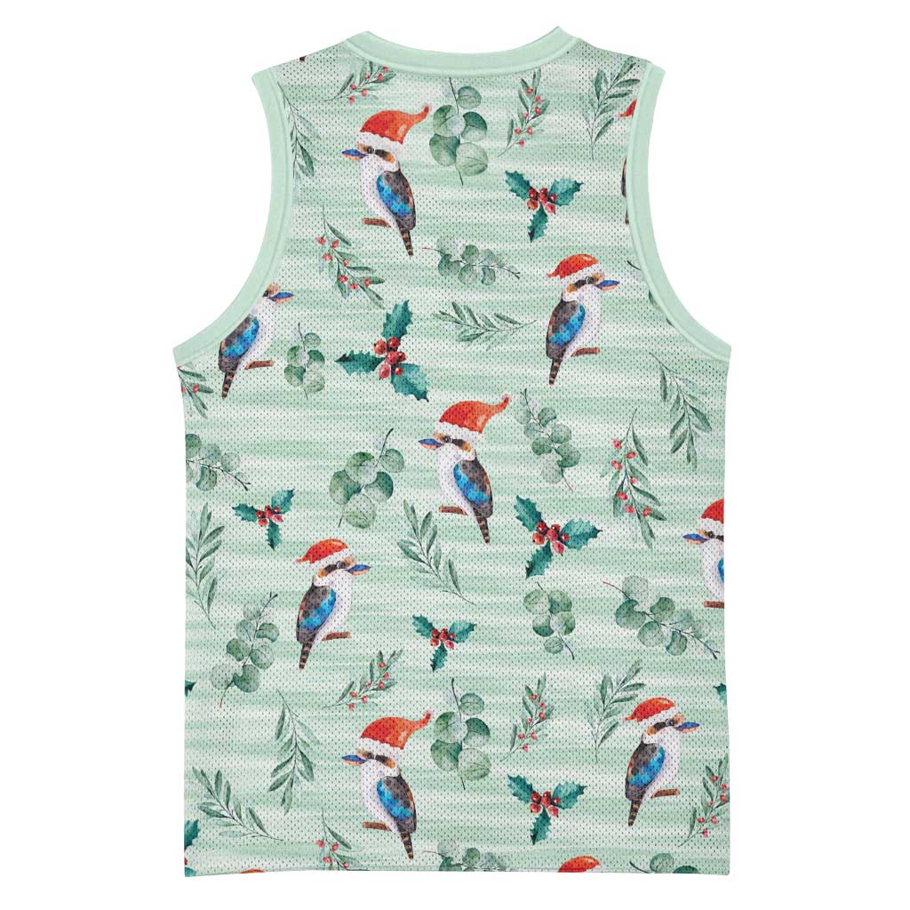 Australia Christmas Basketball Jersey Aussie Kookaburra Watercolor Seamless Style - Aussie Hoodie