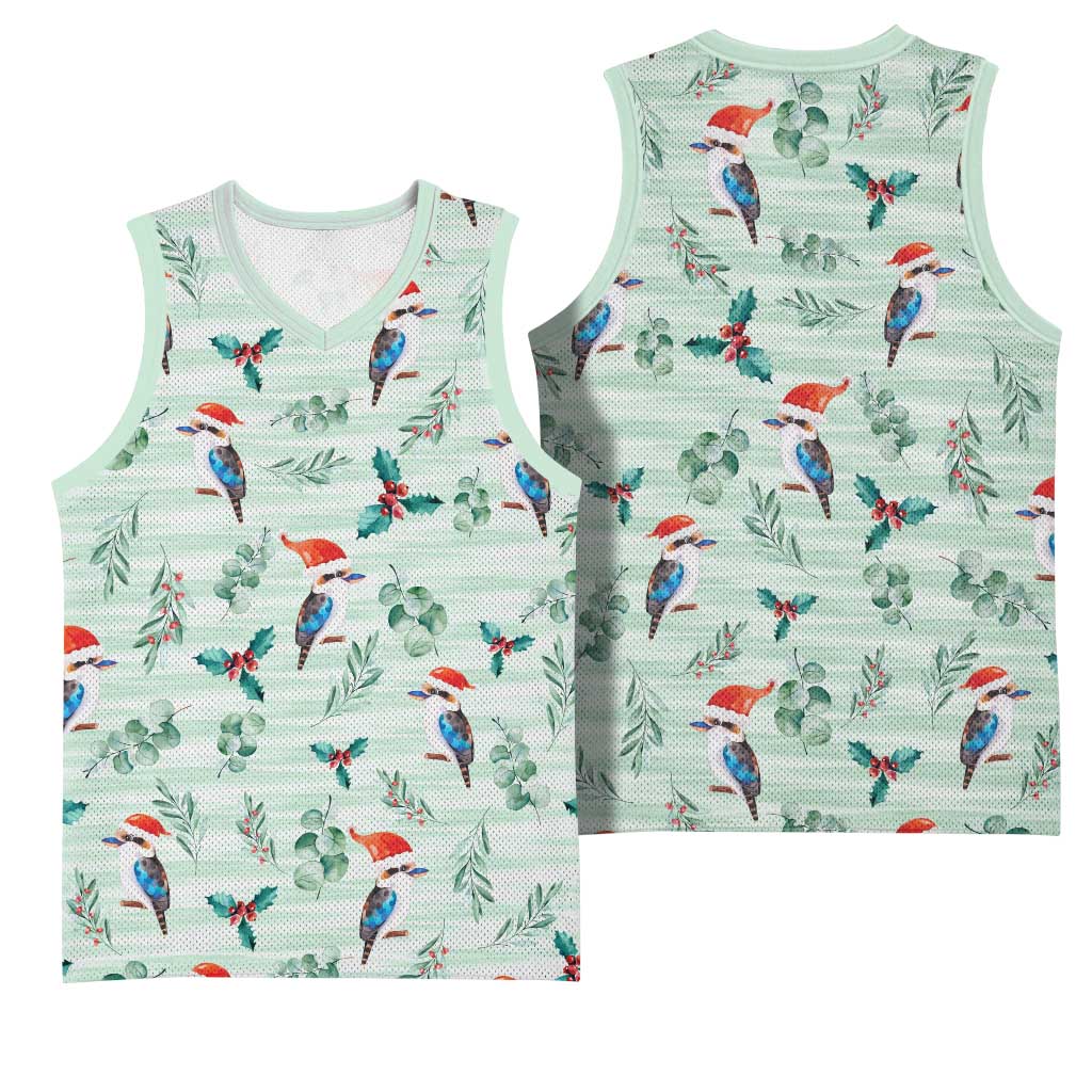 Australia Christmas Basketball Jersey Aussie Kookaburra Watercolor Seamless Style - Aussie Hoodie