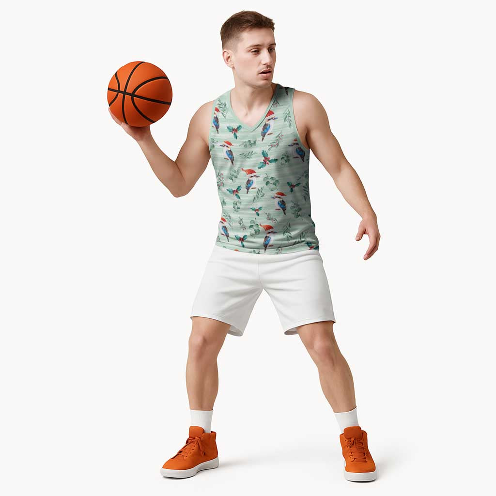 Australia Christmas Basketball Jersey Aussie Kookaburra Watercolor Seamless Style - Aussie Hoodie