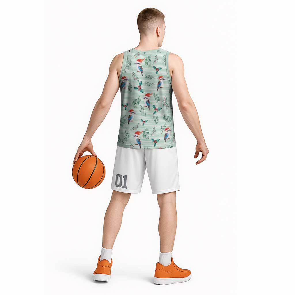 Australia Christmas Basketball Jersey Aussie Kookaburra Watercolor Seamless Style - Aussie Hoodie