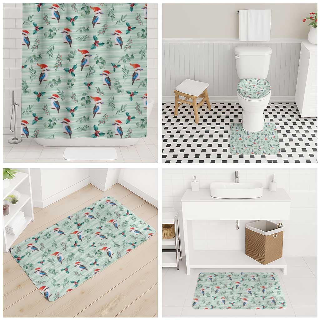 Australia Christmas Bathroom Set Aussie Kookaburra Watercolor Seamless Style - Aussie Hoodie
