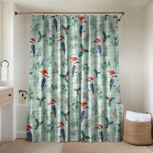 Australia Christmas Bathroom Set Aussie Kookaburra Watercolor Seamless Style - Aussie Hoodie
