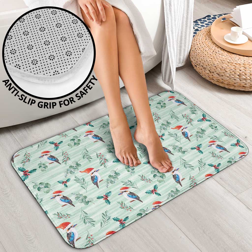 Australia Christmas Bathroom Set Aussie Kookaburra Watercolor Seamless Style - Aussie Hoodie