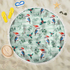 Australia Christmas Beach Blanket Aussie Kookaburra Watercolor Seamless Style - Aussie Hoodie