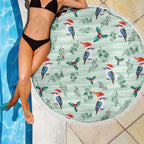 Australia Christmas Beach Blanket Aussie Kookaburra Watercolor Seamless Style - Aussie Hoodie