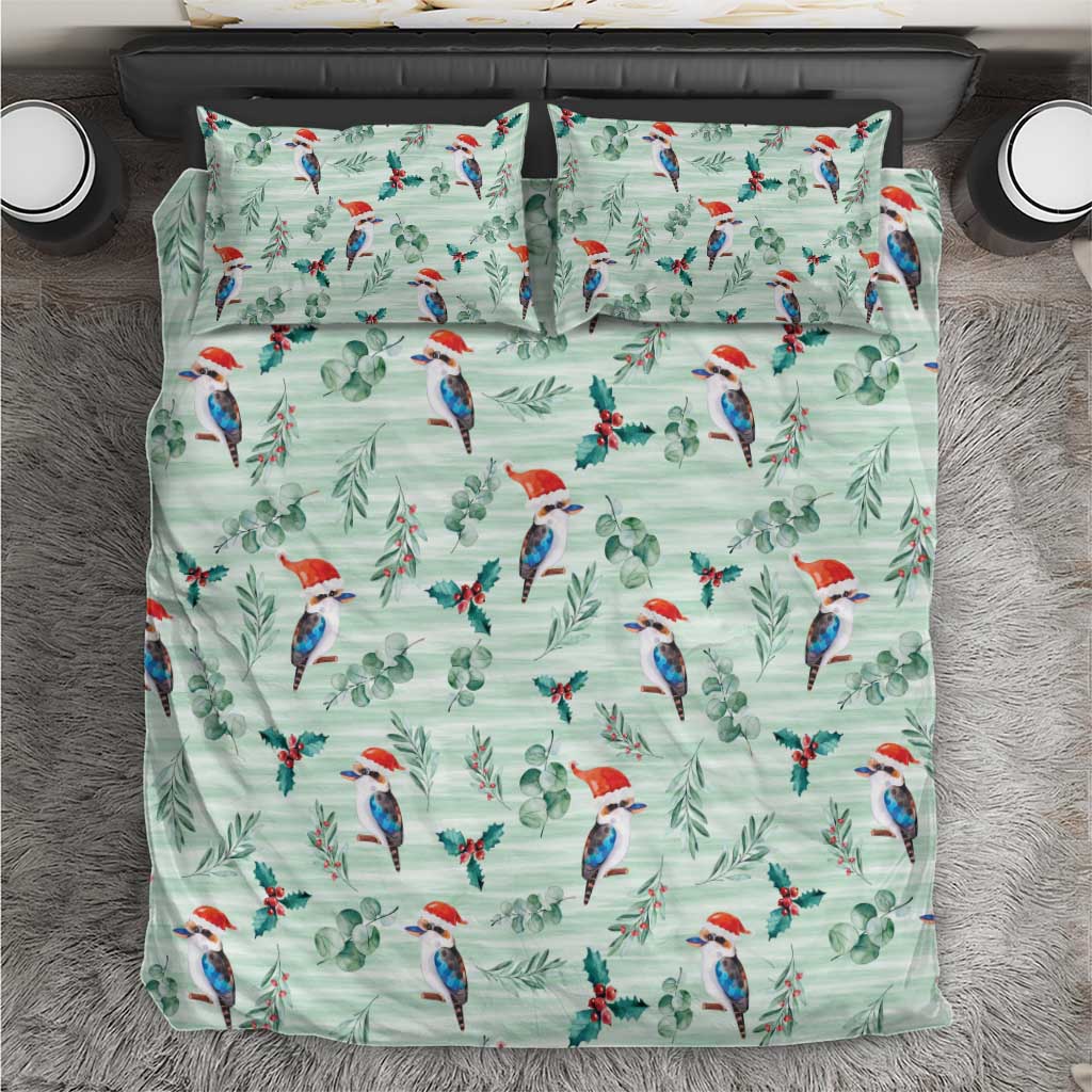Australia Christmas Bedding Set Aussie Kookaburra Watercolor Seamless Style - Aussie Hoodie
