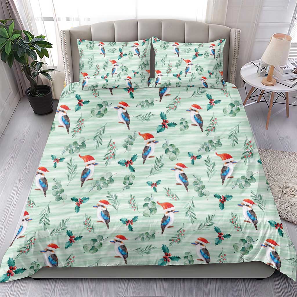 Australia Christmas Bedding Set Aussie Kookaburra Watercolor Seamless Style - Aussie Hoodie