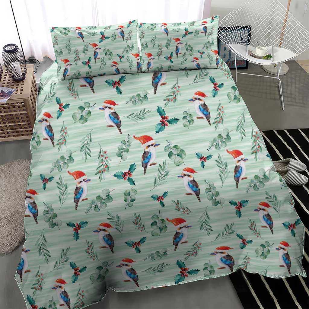 Australia Christmas Bedding Set Aussie Kookaburra Watercolor Seamless Style - Aussie Hoodie