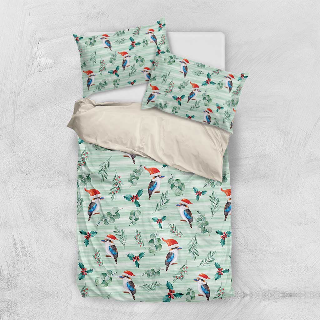 Australia Christmas Bedding Set Aussie Kookaburra Watercolor Seamless Style - Aussie Hoodie