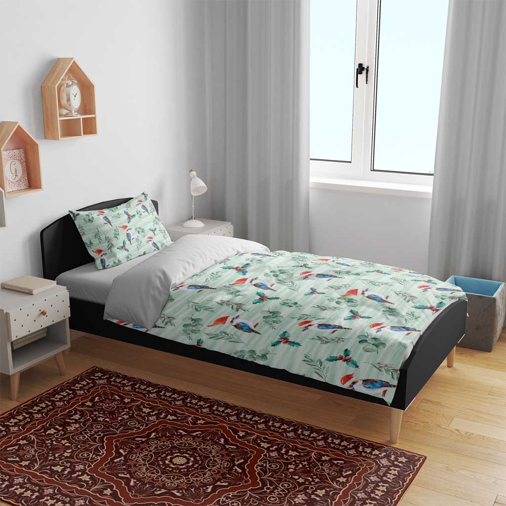 Australia Christmas Bedding Set Aussie Kookaburra Watercolor Seamless Style - Aussie Hoodie