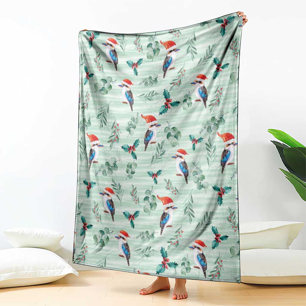 Australia Christmas Blanket Aussie Kookaburra Watercolor Seamless Style - Aussie Hoodie