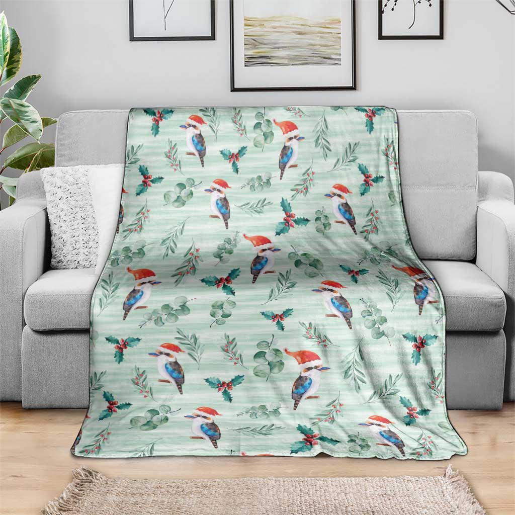 Australia Christmas Blanket Aussie Kookaburra Watercolor Seamless Style - Aussie Hoodie