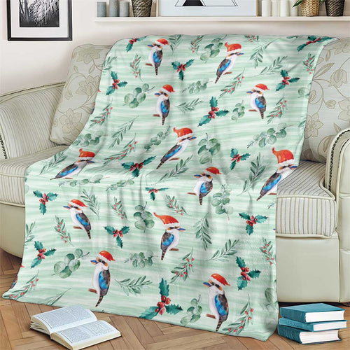 Australia Christmas Blanket Aussie Kookaburra Watercolor Seamless Style - Aussie Hoodie