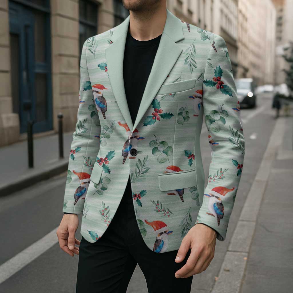 Australia Christmas Blazer Aussie Kookaburra Watercolor Seamless Style - Aussie Hoodie