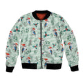 Australia Christmas Bomber Jacket Aussie Kookaburra Watercolor Seamless Style - Aussie Hoodie