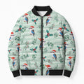 Australia Christmas Bomber Puffer Jacket Aussie Kookaburra Watercolor Seamless Style - Aussie Hoodie